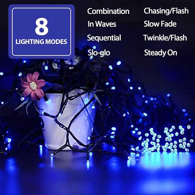 75.8 FT 200 LED Blue Christmas String Lights Outdoor & Indoor, Timer & Memory - Image 2