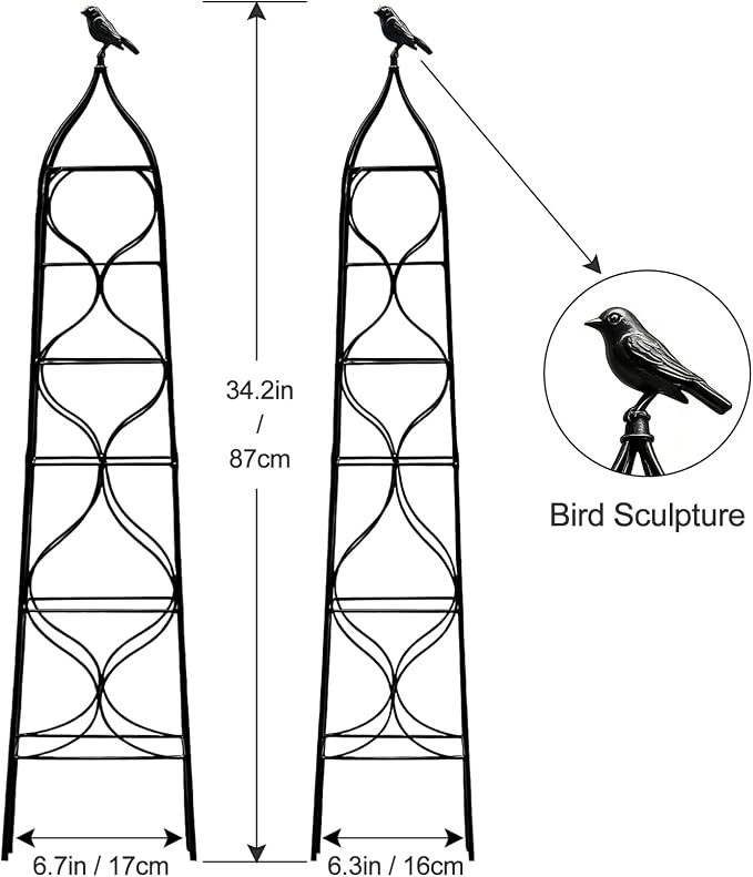 aboxoo Set of 2 Packs Sturdy Metal Garden Obelisk Trellis - Image 2