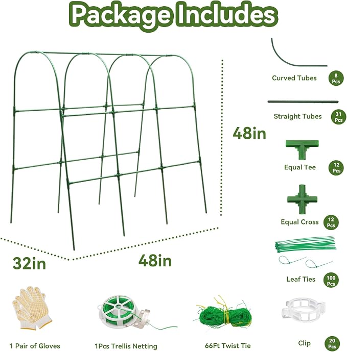 Cucumber Trellis for Raised Bed, U-Shape Garden Trellis for Climbing Plants - Image 5