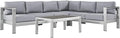 Modway Shore 5-Piece Aluminum Outdoor Patio Sectional Sofa Set in Silver Gray by Modway