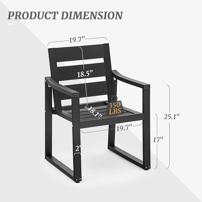 HDPS Outdoor Dining Chairs Set of 2, Patio Dining Chairs - Image 2
