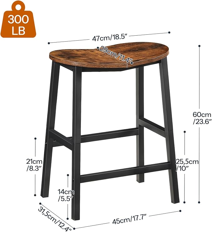 HOOBRO Bar Stools Set of 2, Counter Height Bar Stools, 23.6 Inch Barstools - Image 3