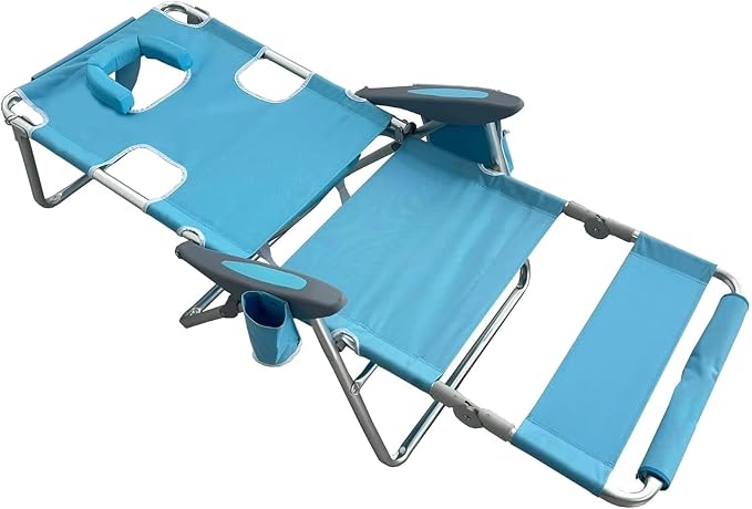 Ostrich Deluxe 3N1 Padded Beach Chair w/Face Cushion & Arm Holes, Light Blue - Image 6