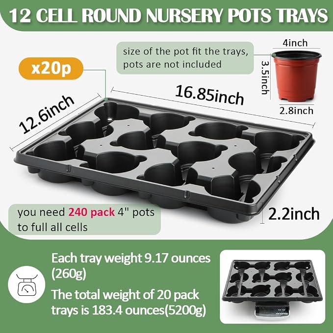 12 Cell Round Nursery Pot Trays Thickened Durable Seedling Pots Shuttle - Image 2