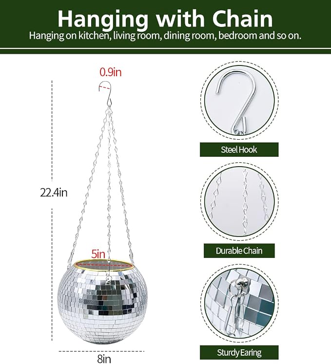 Disco Ball Planter, Disco Ball Plant Hanger - Image 5