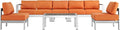 Modway Shore 6-Piece Aluminum Outdoor Patio Sectional Sofa Set in Silver Orange by Modway