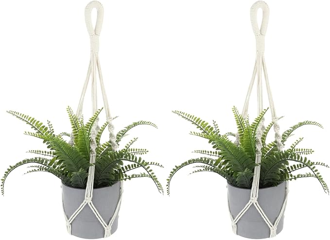 2 PCS Macrame Plant Hanger Indoor Hanging Plant Holder Hand-Woven Cotton Rope by Sliverdew