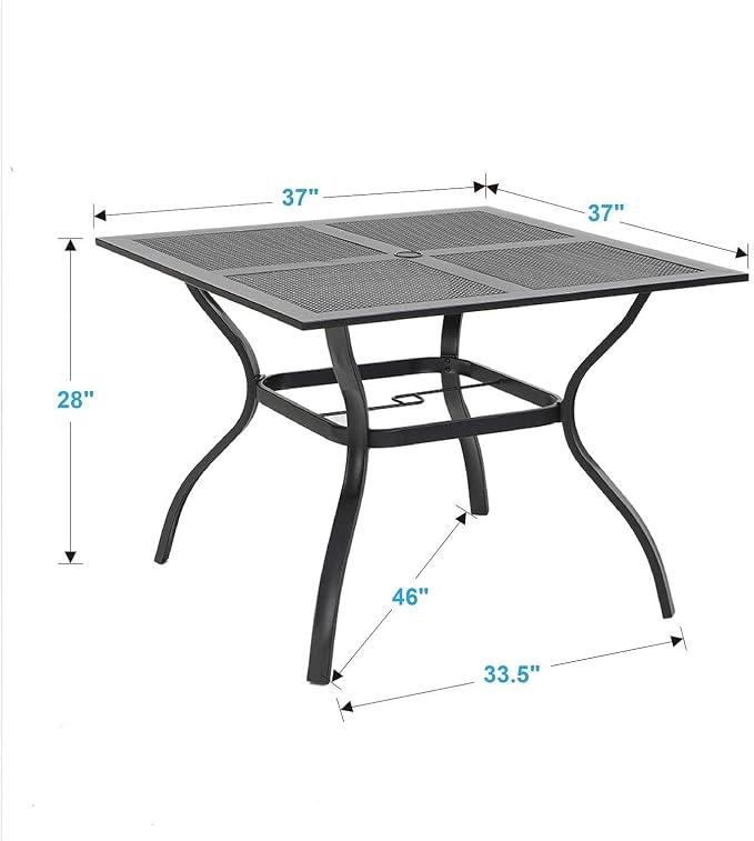 Sophia & William Metal Outdoor Dining Table, Square Mesh Patio Table - Image 2