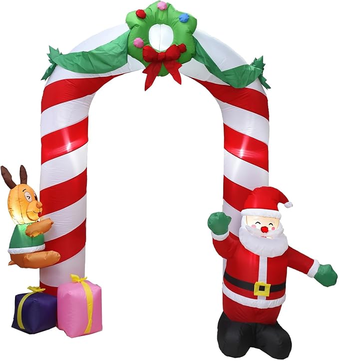 8 FT Christmas Inflatables Archway Outdoor Decorations, Inflatable Santa & - Image 8