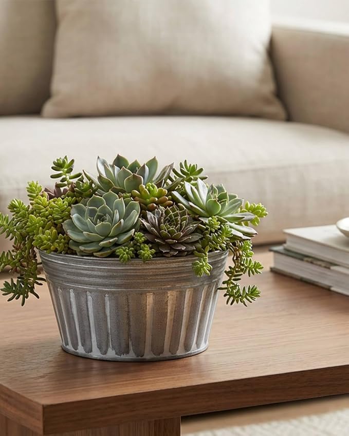 vensovo 9 Inches Silver Metal Rustic Plant Pots - Image 5