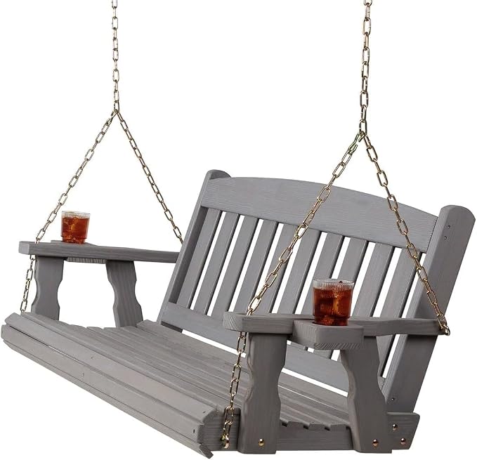 Amish Casual Heavy Duty Mission Treated Porch Swing, Semi-Solid Grey Stain - Image 2