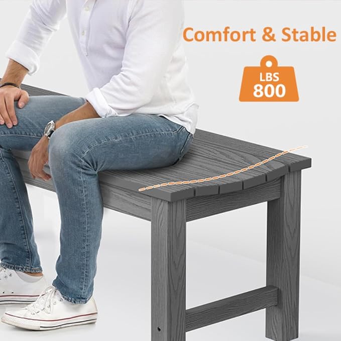 Outdoor Bench, 2-Person Patio Backless Bench Holds up to 800lbs, Weatherproof - Image 4