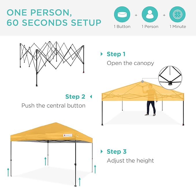 Best Choice Products 10x10ft Pop Up Canopy Tent, Outdoor Shade, 1 Person 1 - Image 2
