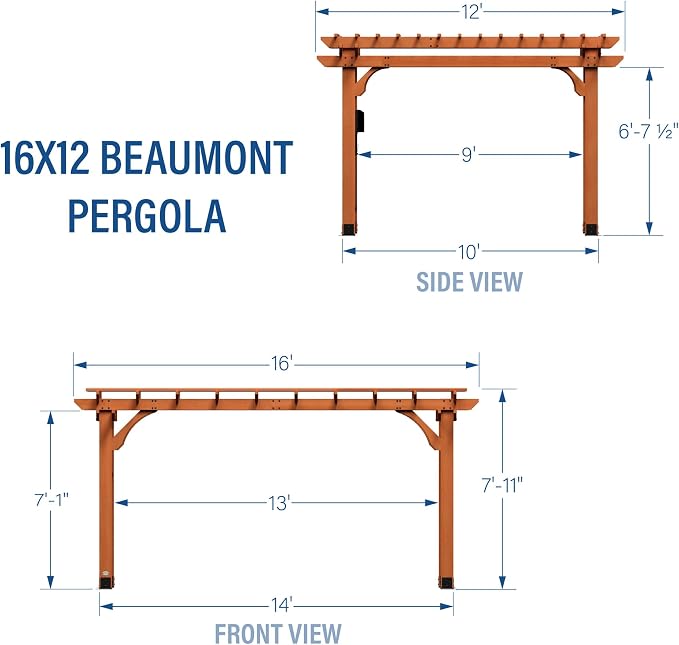 Backyard Discovery Beaumont 16' x 12' Traditional Cedar Wood Pergola Kit - Image 3