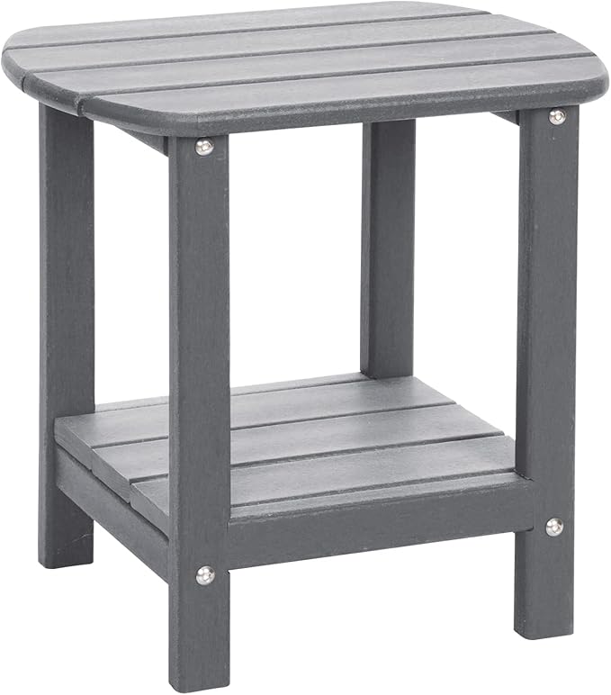 Adirondack Outdoor Side Table, 16.5” HDPE Small Patio Table by LOENIY