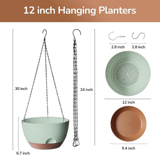 12 Inch Hanging Baskets for Plants Outdoor, Hanging Planters for Indoor Outdoor - Image 2