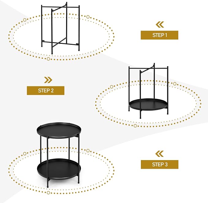 Outvita 2 Tier End Table, Metal Side Table - Image 7