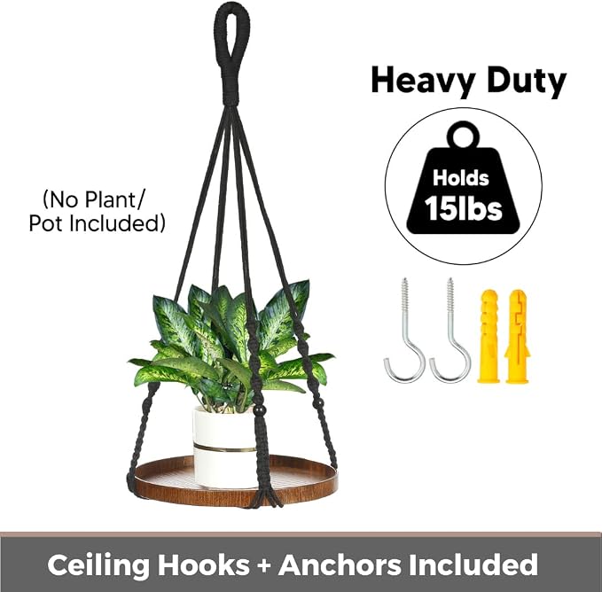 2 Pack Macrame Plant Hanger | Plant Hanger Indoor, Hanging Planter Shelf | - Image 5