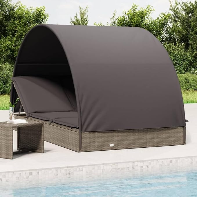 vidaXL 2-Person Sunbed with Roof - Image 2