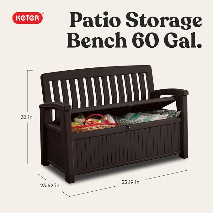 Keter 60 Gallon Storage Bench Deck Box - Image 3
