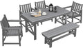 HDPE Outdoor Dining Set of 6, Patio Dining Table Set by SeeHill