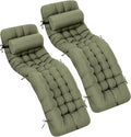Tudomro 2 Pcs Olive Green 66'' Outdoor Chaise Lounge Cushion Waterproof Patio by Tudomro
