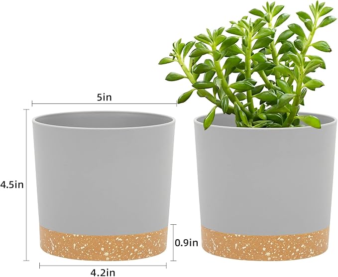 QCQHDU 5 inch Plant Pot, 2 Pack Planters - Image 2