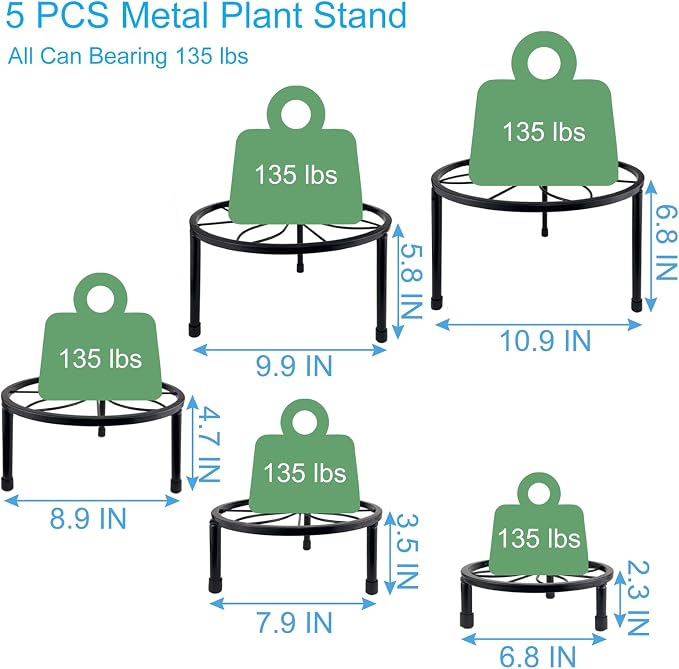 5 Packs Metal Plant Stand Indoor, Outdoor Black Plant Stand - Image 6