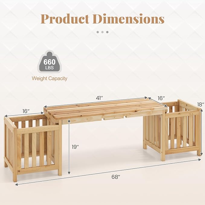 Giantex 2-in-1 Outdoor Bench - Image 3