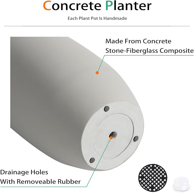 Tall Planters for Outdoor Plants, Large Concrete Flower Pots for Garden Front - Image 6