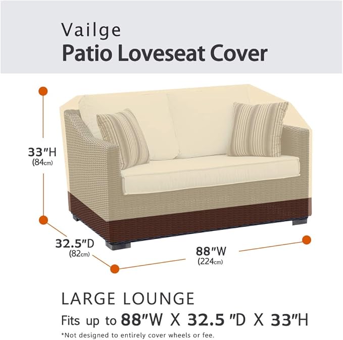 VAILGE Heavy Duty Patio Sofa Cover, 100% Waterproof Outdoor Sofa Cover - Image 2