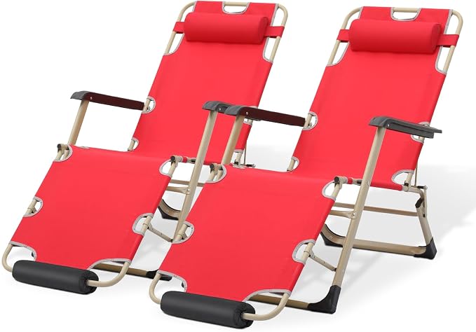 Magshion Folding Patio Chairs Set of 2, Outdoor Lounge Chair by Magshion