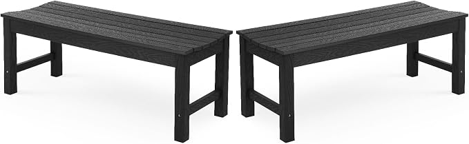 Stoog Outdoor Benches Set of 2, 2-Person Backless Patio Bench, All-Weather HIPS by Stoog
