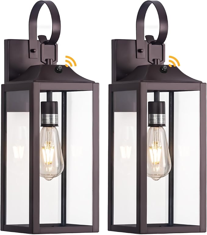 19" Dusk to Dawn Outdoor Lighting 2 Pack, Large Outdoor Wall Sconce Dusk to - Image 8