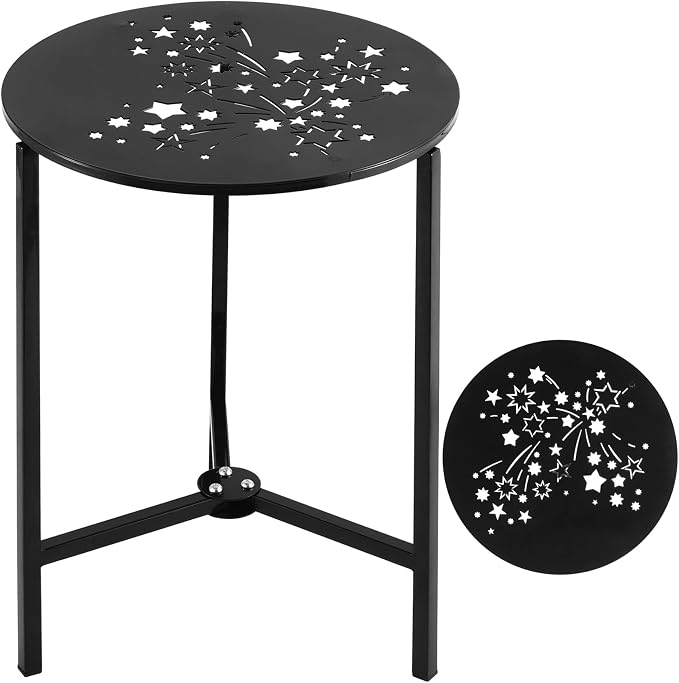 Party Zealot 1-Pack Small Round Metal Side Tables, 13-Inch Black Outdoor End by PartyZealot
