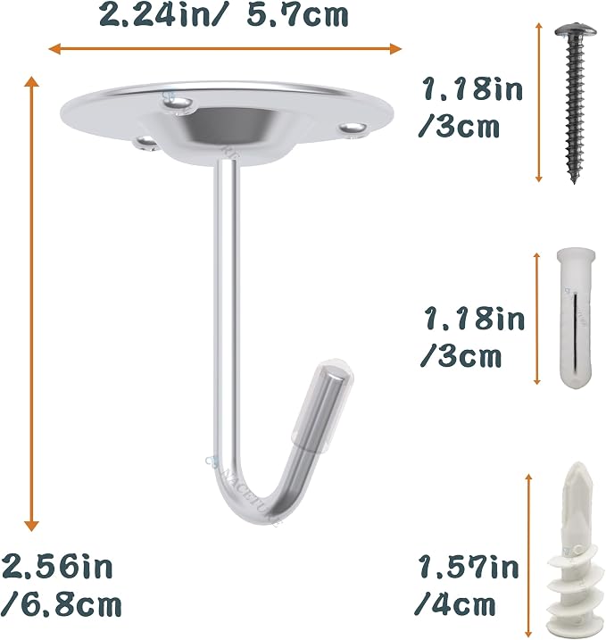 NACETURE Ceiling Hooks for Hanging Plants 3 Pack - Image 5