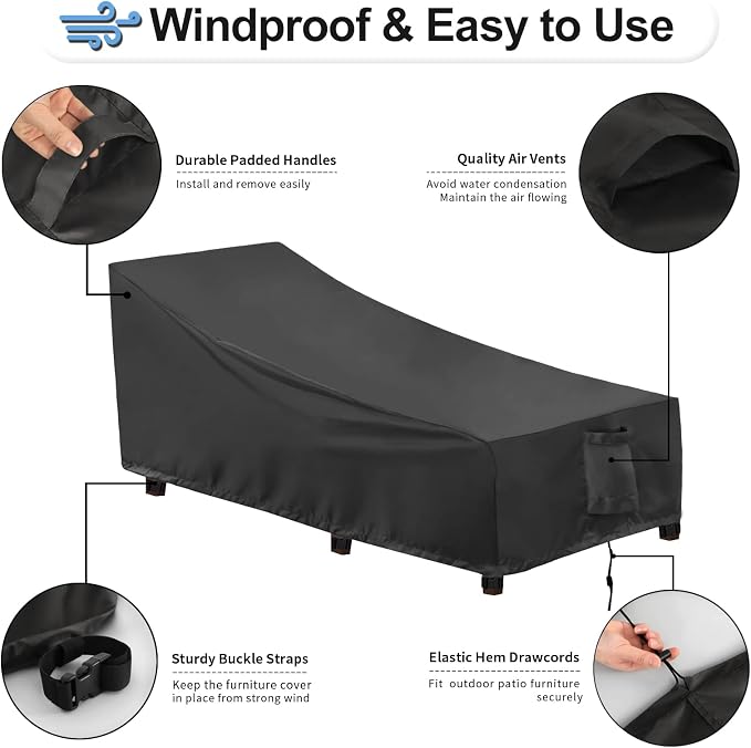 OutdoorLines Outdoor Waterproof Patio Chaise Lounge Chair Cover - Image 5