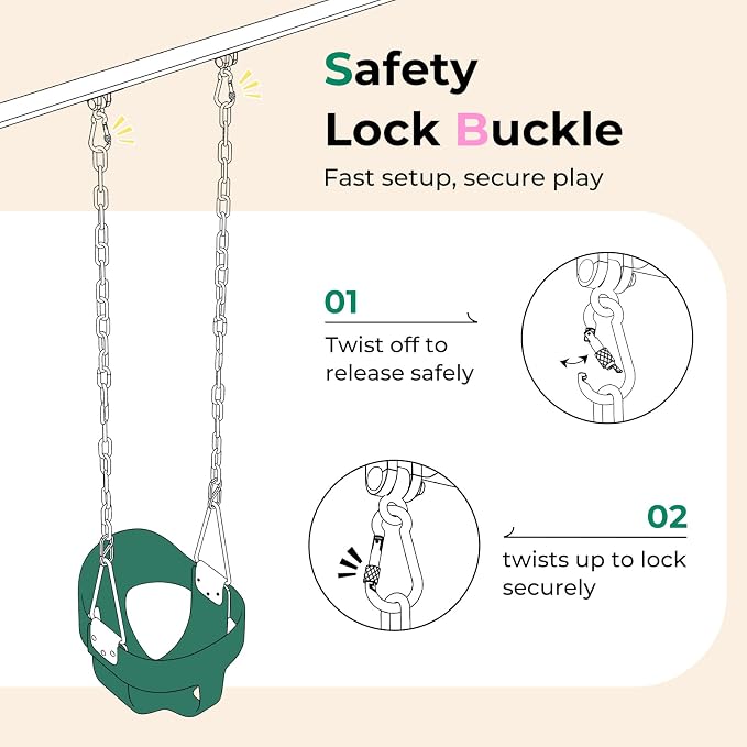 DECORLIFE Toddler Swing, Baby Swing Outdoor –High Back Full Bucket Swing Set - Image 7