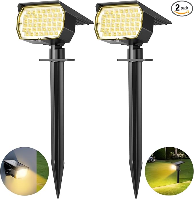 Solar Spot Lights Outdoor 2 Pack, Solar Landscape Spotlights Waterproof by TadyrealSolarLights