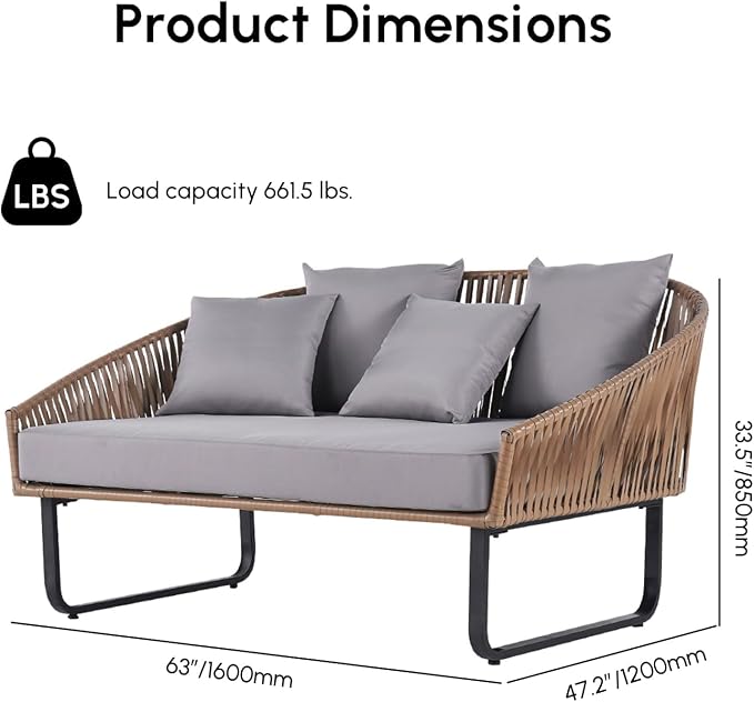 homary Rattan Patio Outdoor Daybed, Rattan Day Bed - Image 2