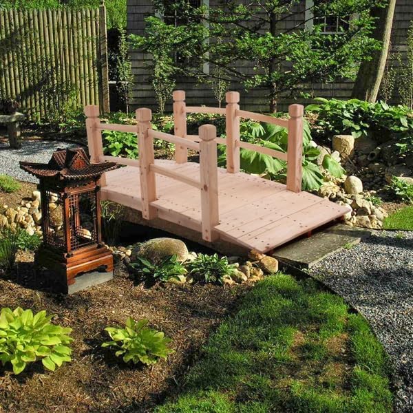 5 ft Garden Bridge, 500 LBS Capacity Arch Bridge Small Wooden Bridge - Image 6