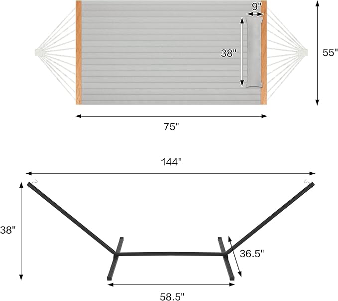 Two Person Hammock with Stand for Outside Heavy Duty, Outdoor Patio Hammock - Image 4