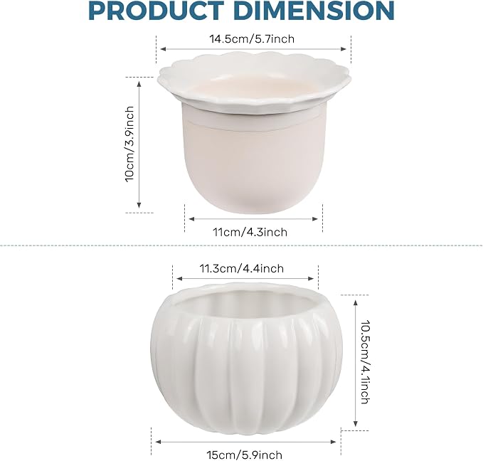 BUYMAX African Violet Pots, 6 inch Pumpkin-Style Ceramic Easy Self Watering - Image 5