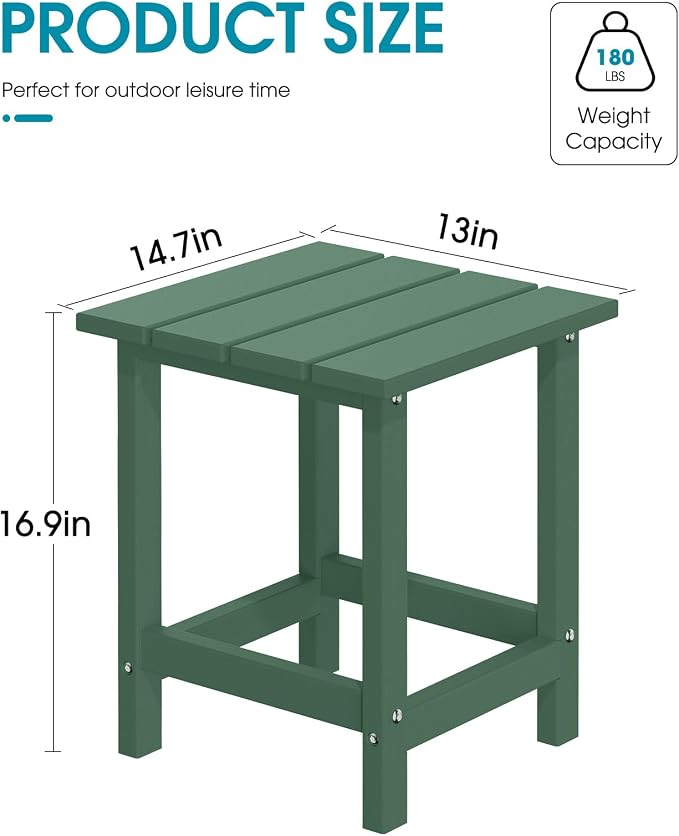 MUCHENGHY Adirondack Outdoor Side Table, 14.7" Patio Side Table Weather - Image 3