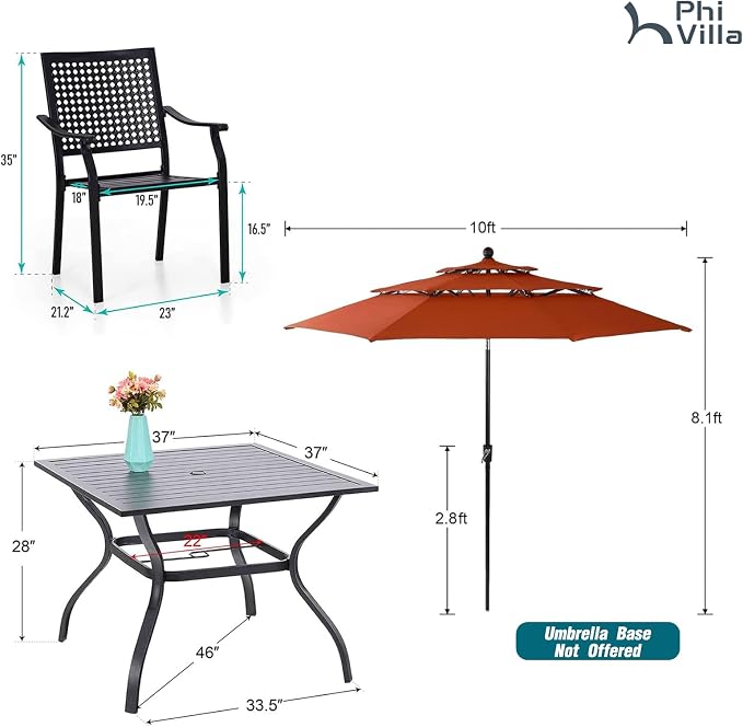PHI VILLA 5 Pieces Outdoor Dining Set - Image 9