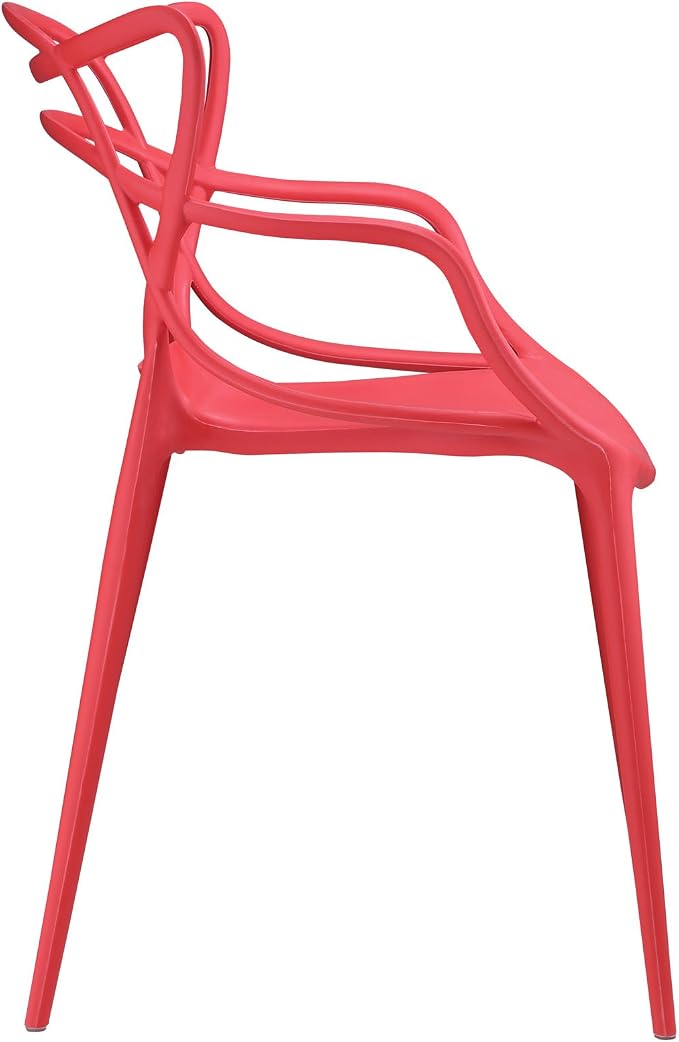 Modway Entangled Modern Molded Plastic Two Dining Armchairs in Red - Image 4