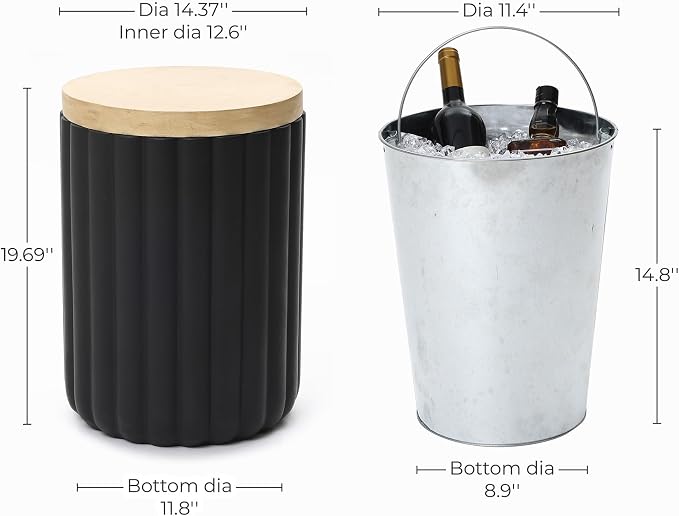 LuxenHome 20" Black Outdoor Side Table - Image 2