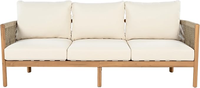 Christopher Knight Home Havets 77"W Outdoor 3 Seater Sofa, Acacia Wood Bench - Image 4