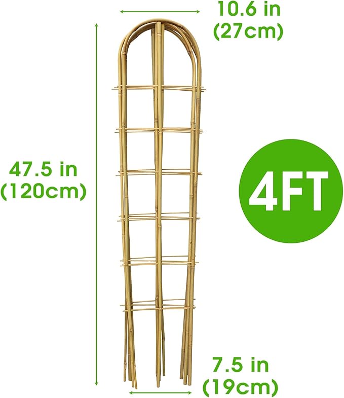 5 Pack 4 Feet U-Shape Bamboo Trellis, Natural Bamboo Trellis - Image 2