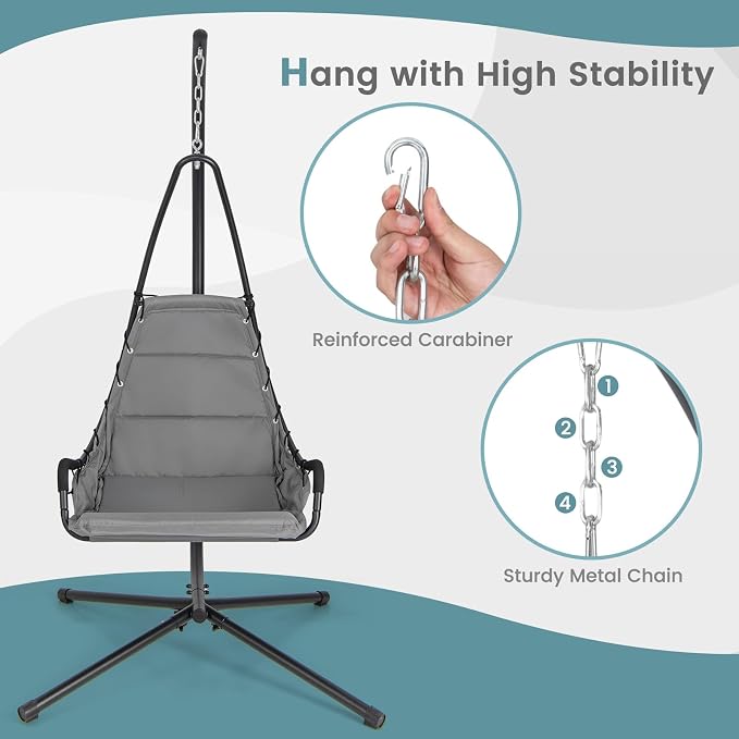 Giantex Hanging Chair with Stand, Hammock Swing Chair with Extra Large Padded - Image 5